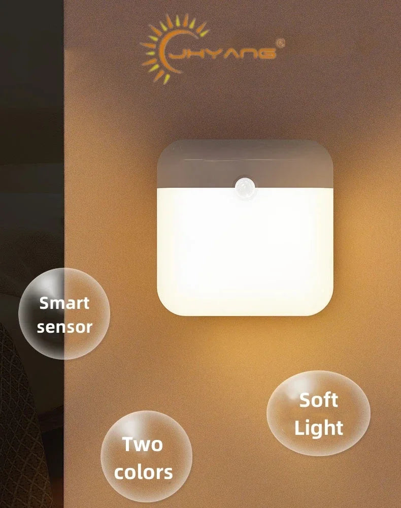 Motion Sensor Light USB Night Light LED Lamp With Switch Rechargeable Inductor Lights For Kitchen Stairs Hallway Closet Bedroom