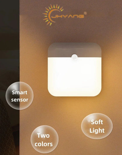 Motion Sensor Light USB Night Light LED Lamp With Switch Rechargeable Inductor Lights For Kitchen Stairs Hallway Closet Bedroom