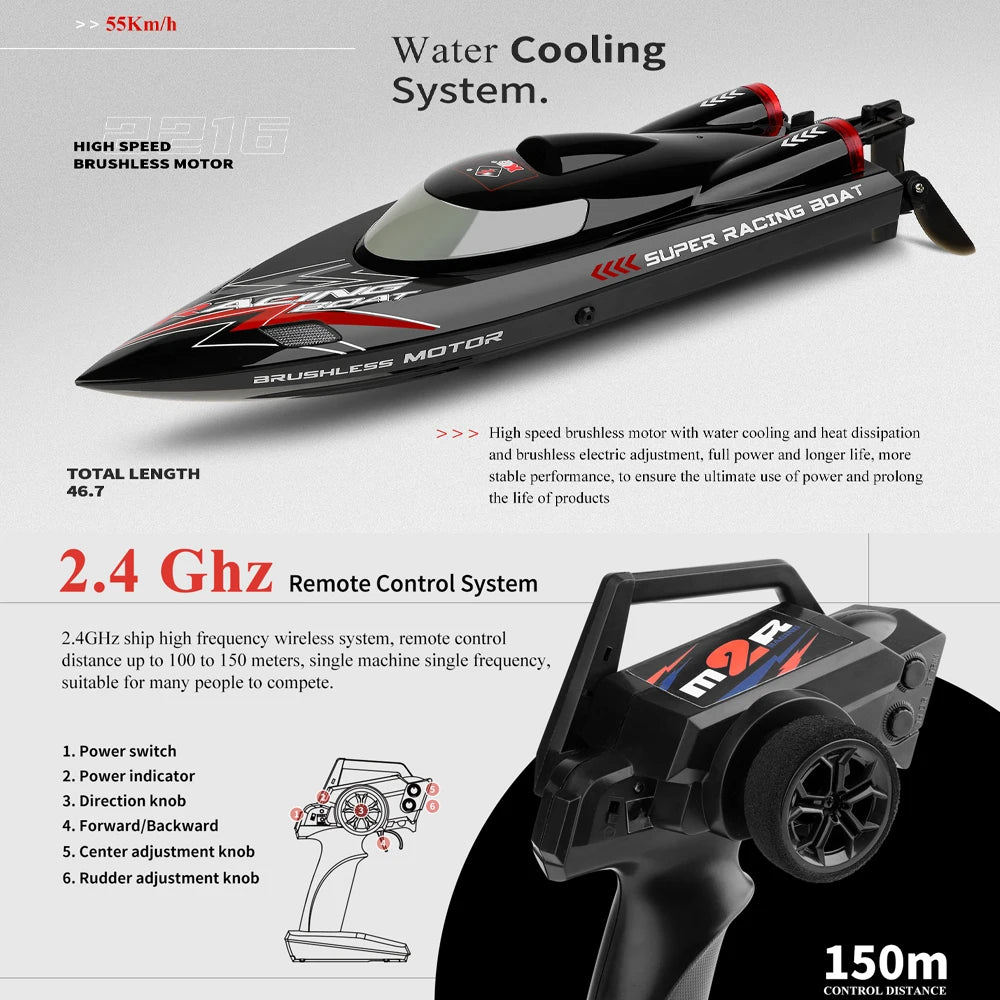 High Speed Racing Speedboat Toy For Children or Adults -Remote Control 55KM/H 35KM/H