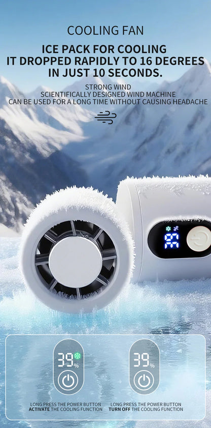 Lenovo Foldable Handheld Fan High Speed Turbine Ice Cooling 100 Gears USB rechargeable