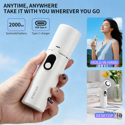 Lenovo Foldable Handheld Fan High Speed Turbine Ice Cooling 100 Gears USB rechargeable