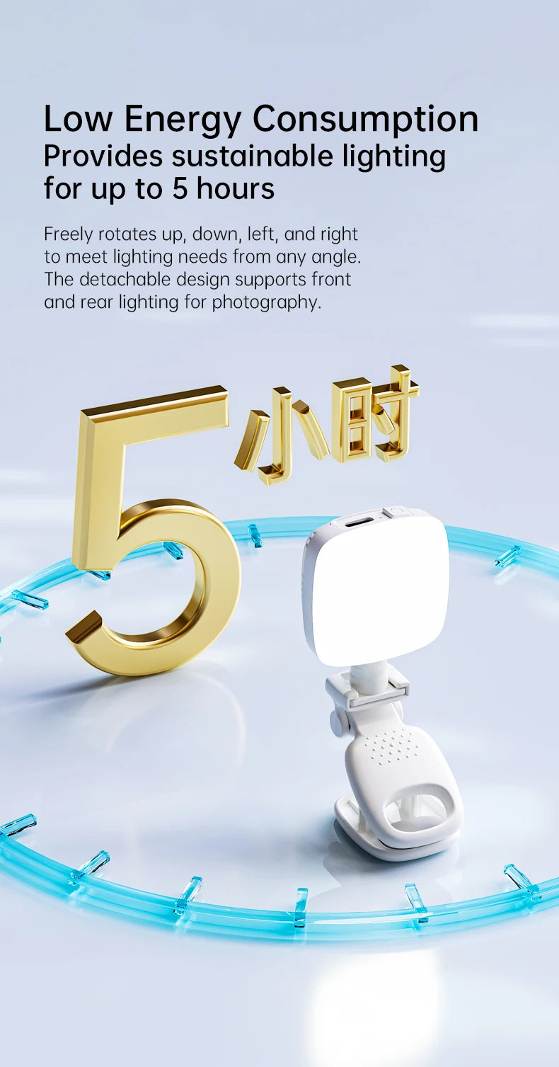 Mini Moonlight Portable Adjustable LED Selfie Clip Light for cell, laptop