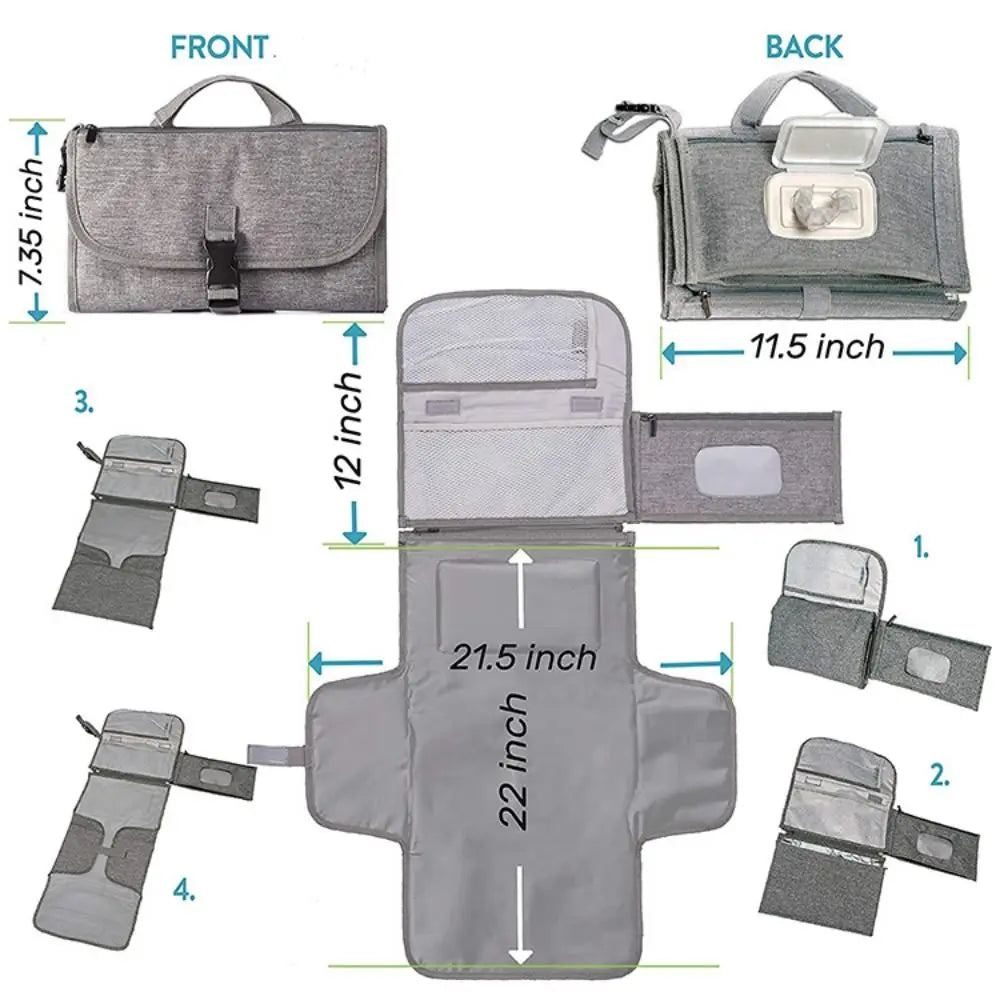High Quality Portable Baby Changing Pad with Pockets Waterproof Travel Diaper Changing Station Kit