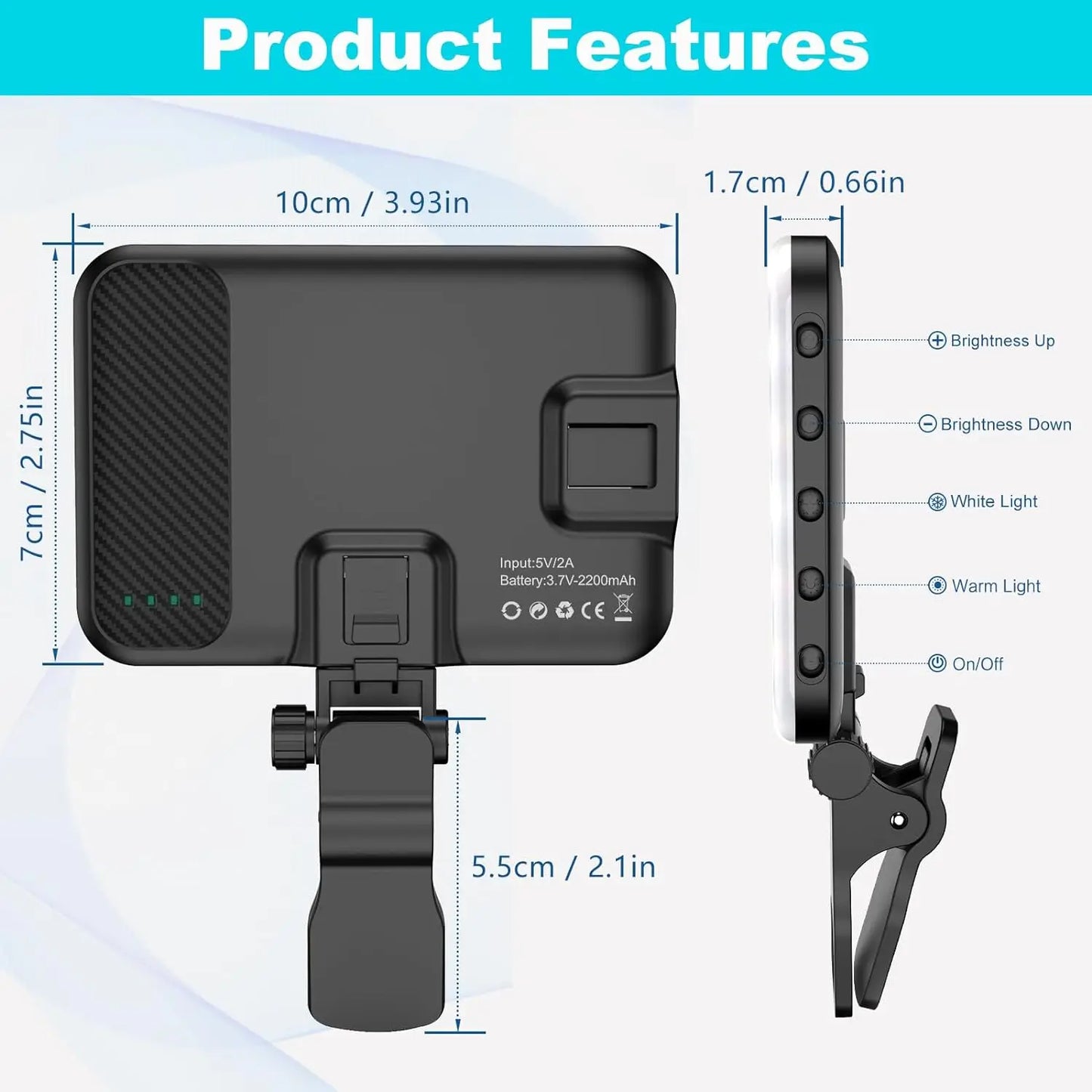 LED Selfie Light 60 High-quality for cell phone, 7 Light Modes