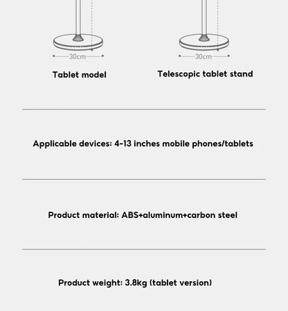 Stand Phone, Tablet Holder Floor Aluminum  Retractable iPad Clip