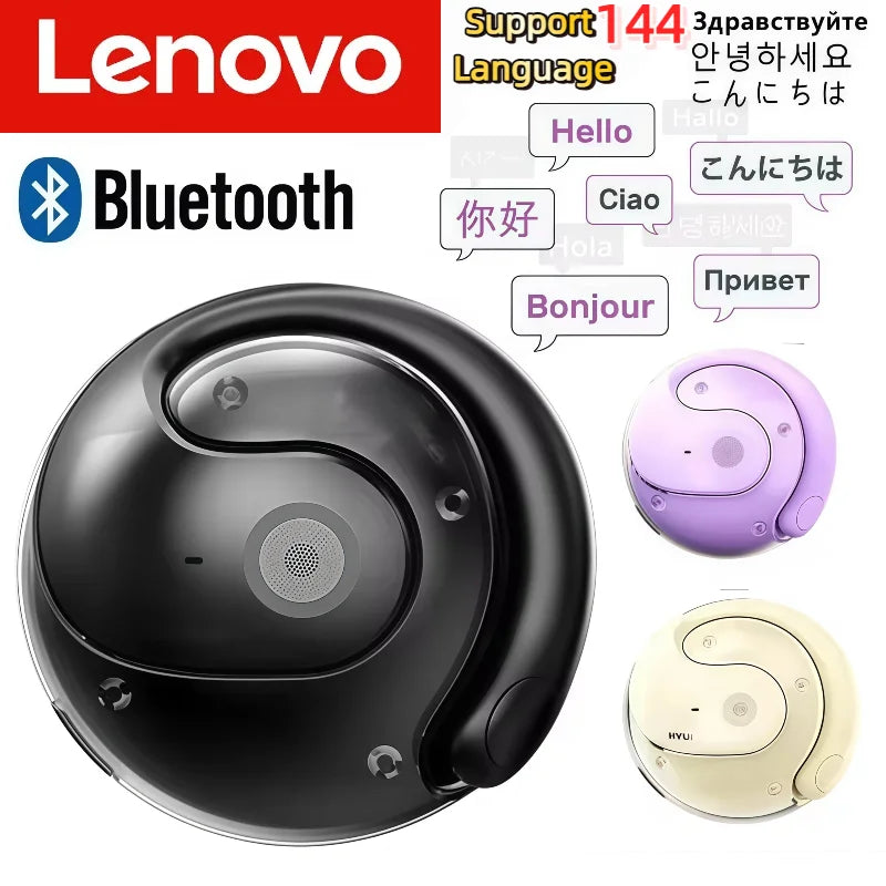 Lenovo AI Earphones Wireless Bluetooth Real-time Language Translation 144 Languages Headphone Translator