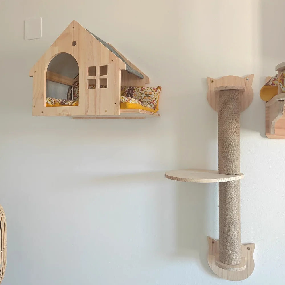 Wall Mounted Cat Climbing Shelves Cat House Cat Bridge Cat Hammock