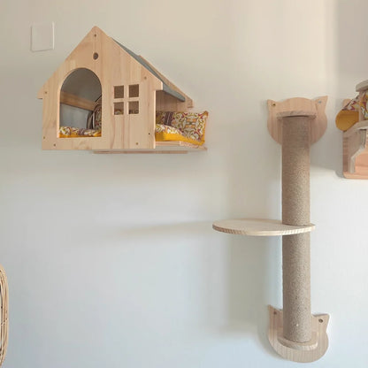 Wall Mounted Cat Climbing Shelves Cat House Cat Bridge Cat Hammock