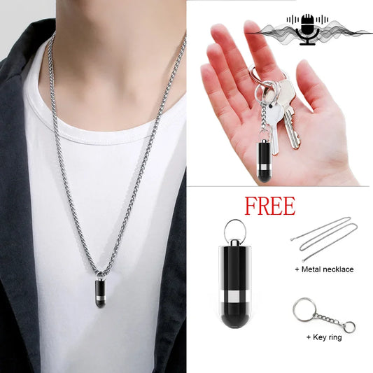 Mini Voice Recorder Digital Device with key ring & necklace