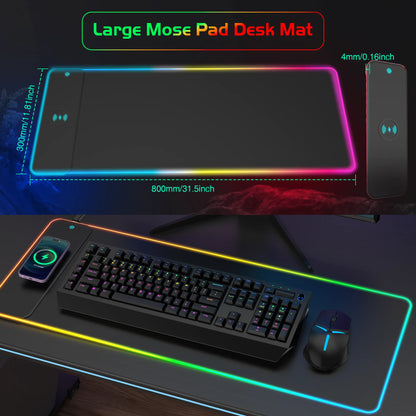 Wireless Charging RGB Luminous Gaming Mouse Pad Charger Phone