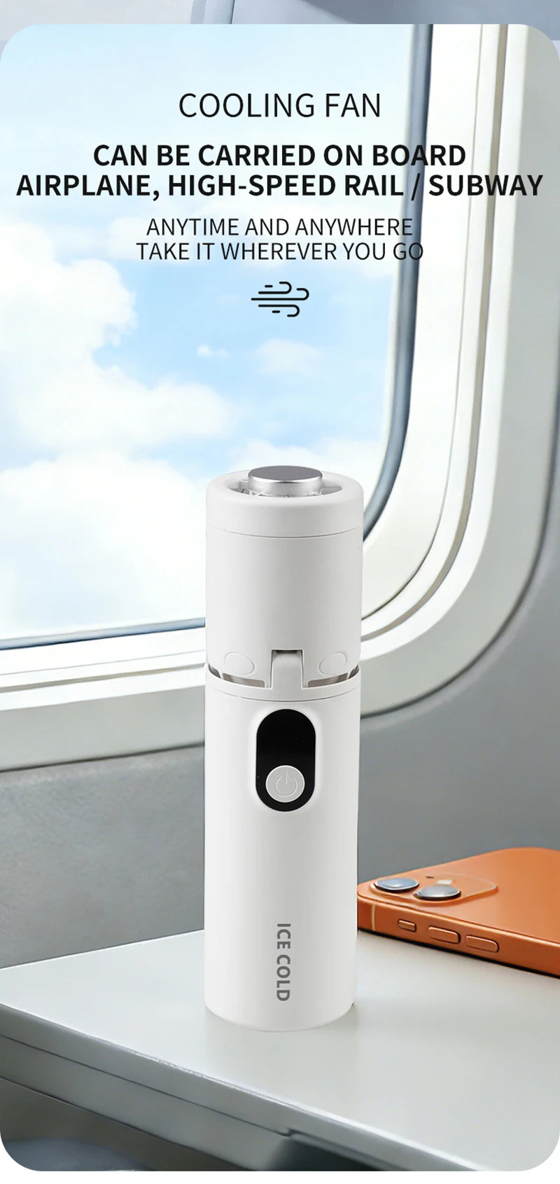 Lenovo Foldable Handheld Fan High Speed Turbine Ice Cooling 100 Gears USB rechargeable