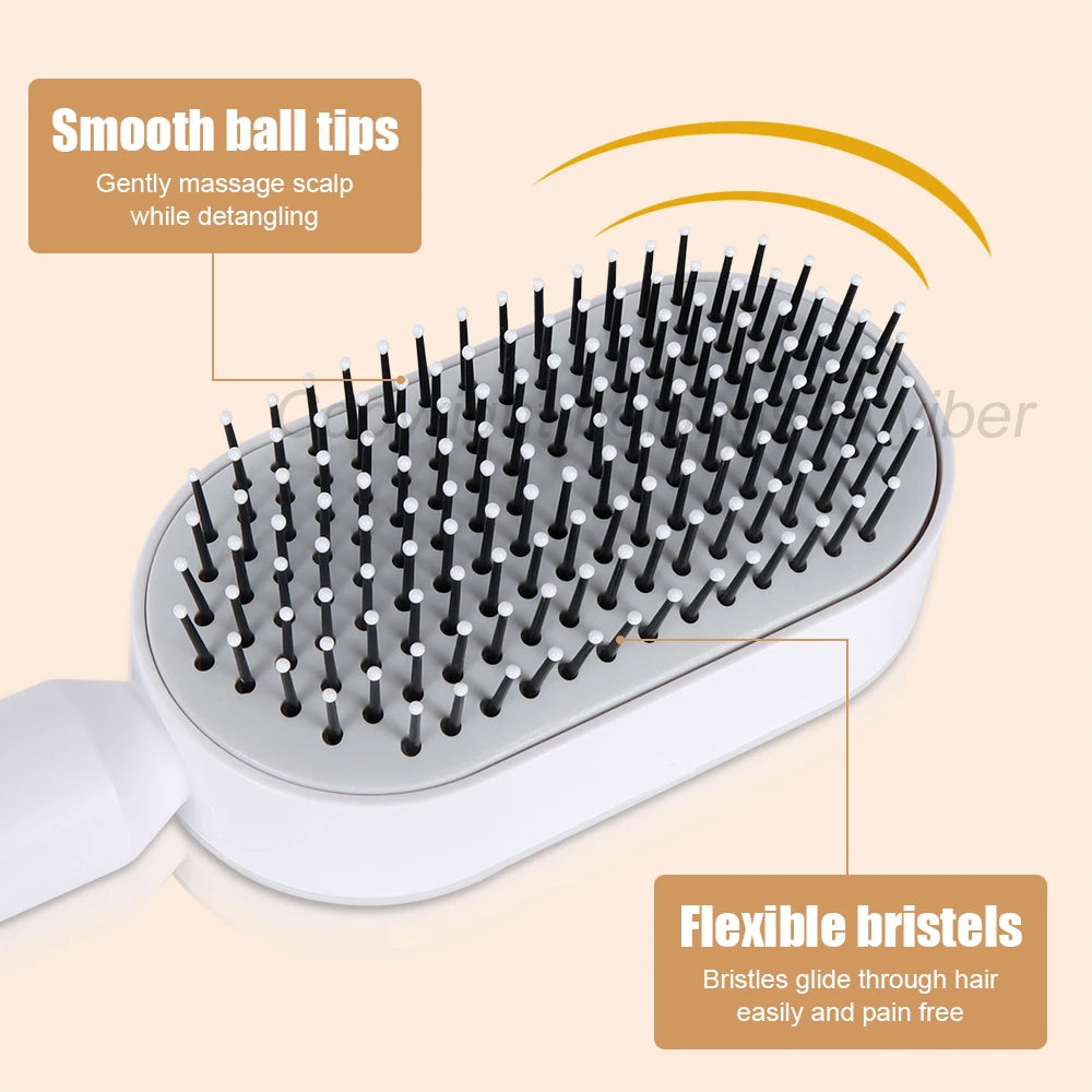 Upgraded Press-Type Self Cleaning Hair Brush Air Cushion Comb Ladies LongHair 3D Central Airbag Massage Comb Household Hairbrush