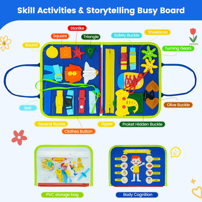 Busy Board Montessori Toys for Toddler Busy Book Sensory - Preschool Early Education