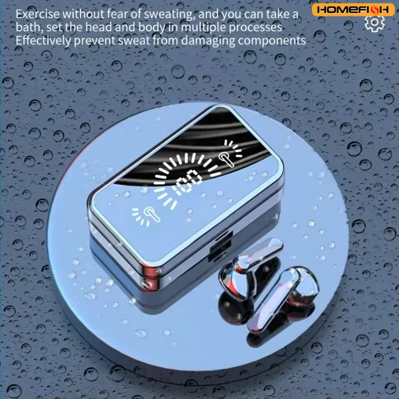 S20 Bluetooth Earphone  Mirror case with Digital Display Touch Control  Earbuds