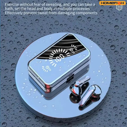 S20 Bluetooth Earphone  Mirror case with Digital Display Touch Control  Earbuds