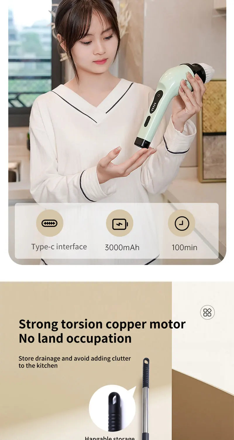 9-in-1 Electric Cleaning Brush Electric Spin Cleaning Scrubber