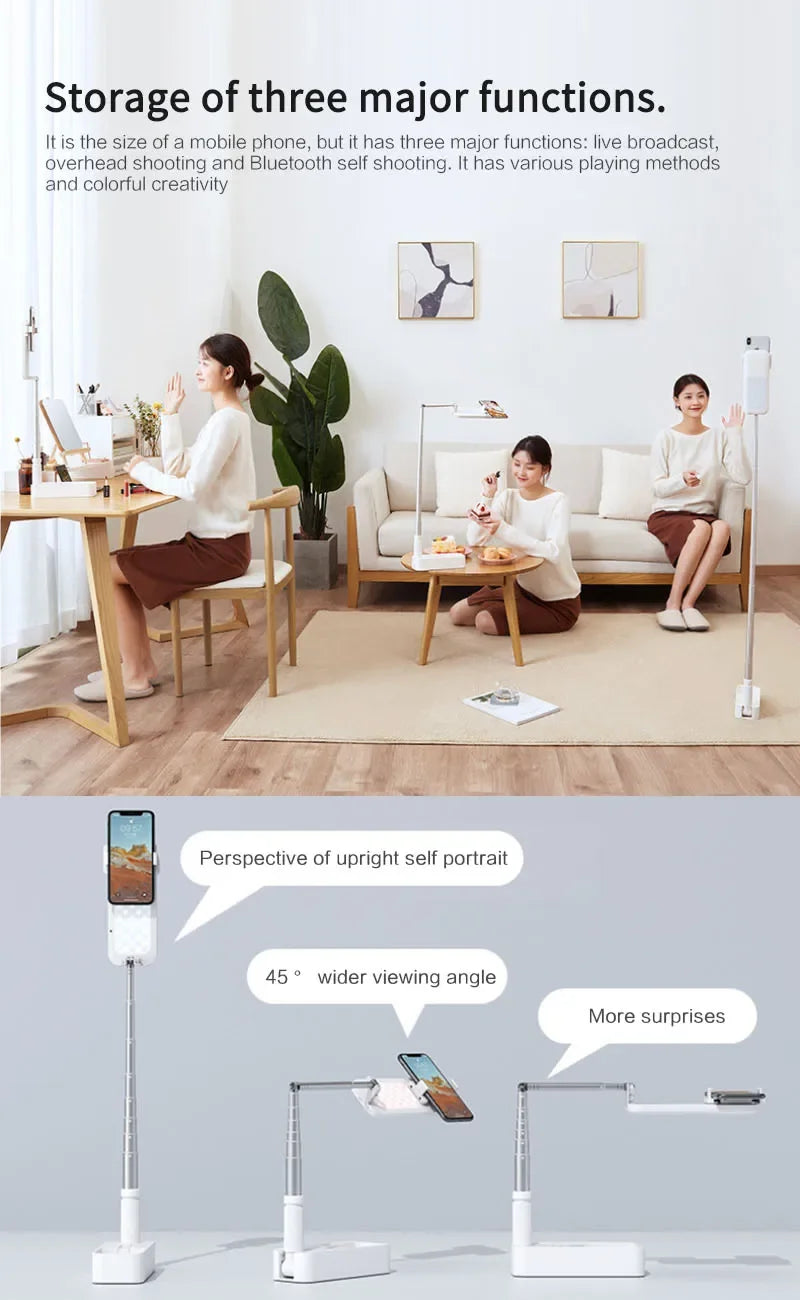 Multifunction Mobile Phone Holder Can Be Bent & Telescopic with light & remote control