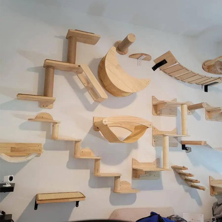 Wall Mounted Cat Climbing Shelves Cat House Cat Bridge Cat Hammock