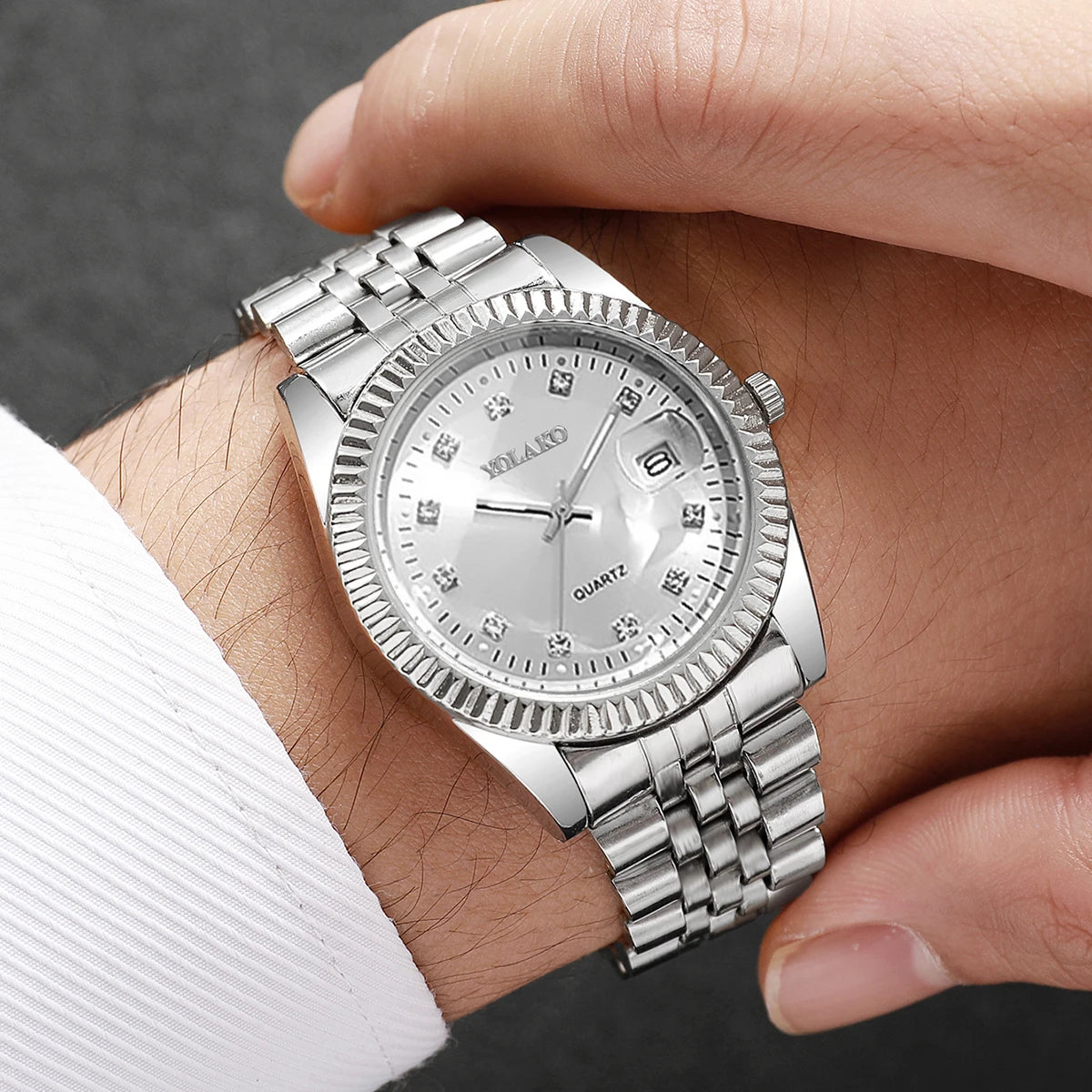 Luxury Men Business Watches Gold & Silver Fashion Women Quartz Watch
