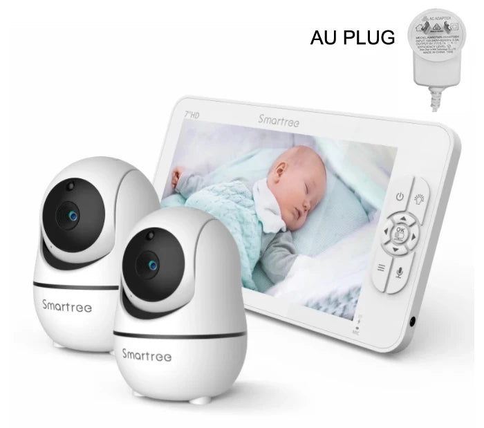 1080P HD Split Screen Video Baby Monitor with two Camera, Hack Proof, Remote Zoom/Pan/Tilt, 4000mAh Battery
