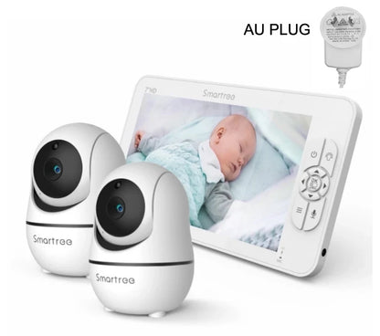 1080P HD Split Screen Video Baby Monitor with two Camera, Hack Proof, Remote Zoom/Pan/Tilt, 4000mAh Battery