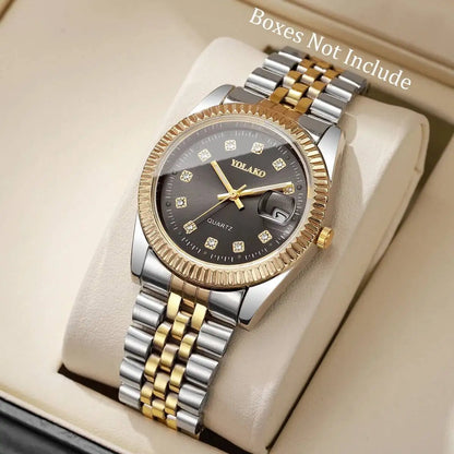 Luxury Men Business Watches Gold & Silver Fashion Women Quartz Watch