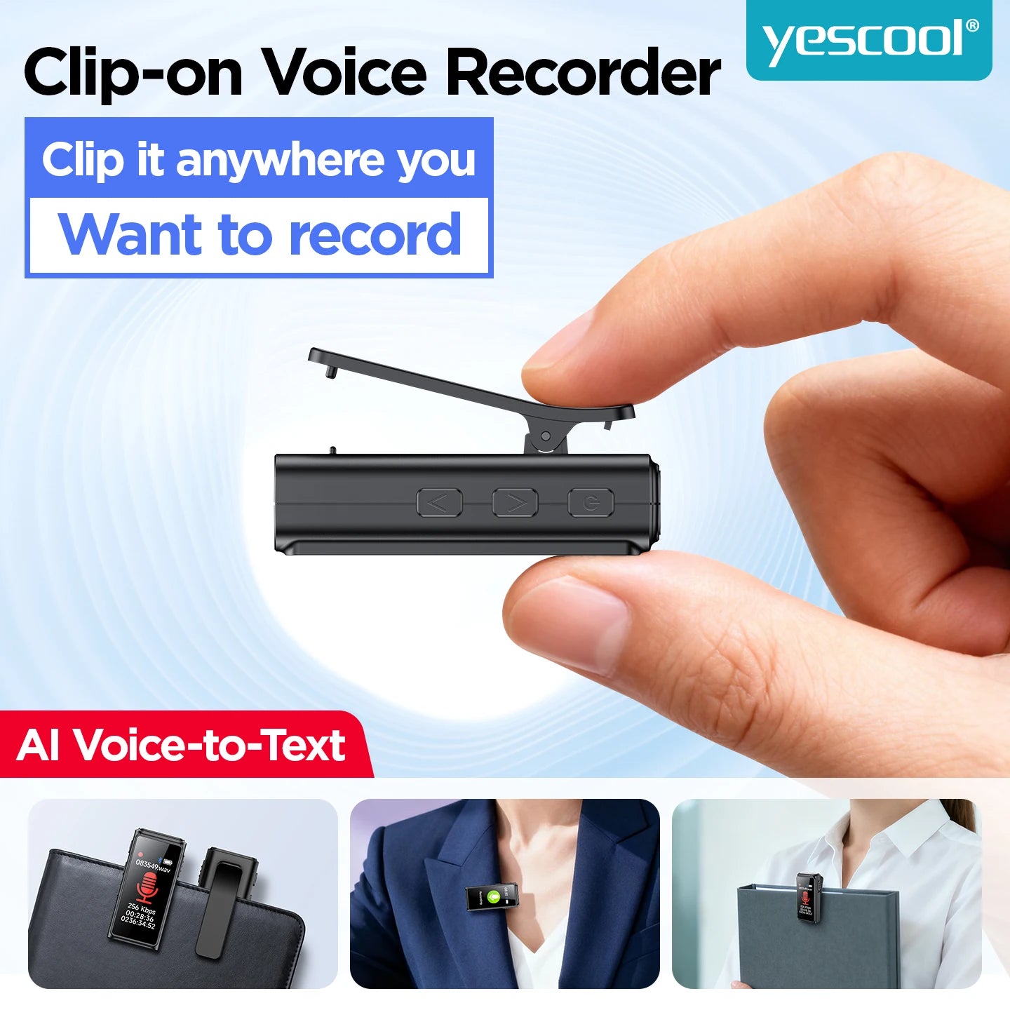Mini Portable Voice Recorder with Clip  - for Meetings/Lectures/Interviews