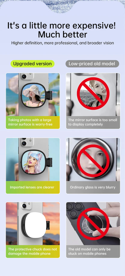 Mini Magnetic Selfie Mirror Led Light dual-colour adjustable reversible fill light bracket