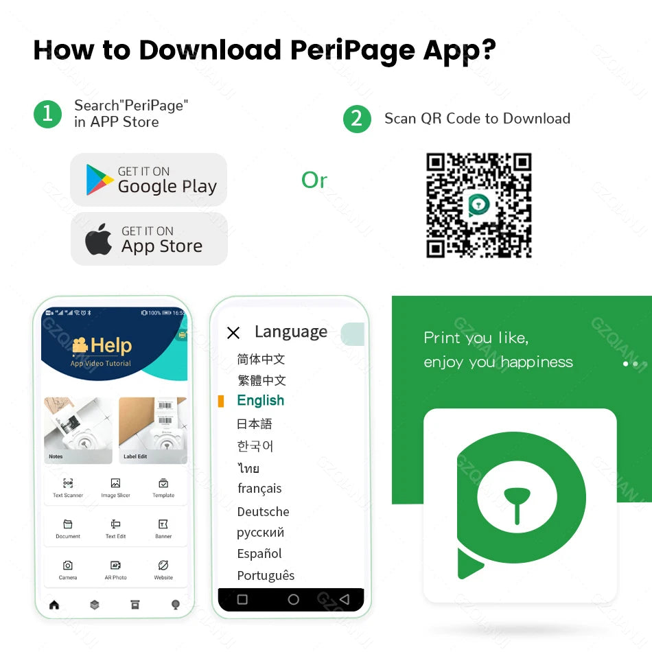 Peripage Mini Photo Printer with Carry Bag Case Paper Roll