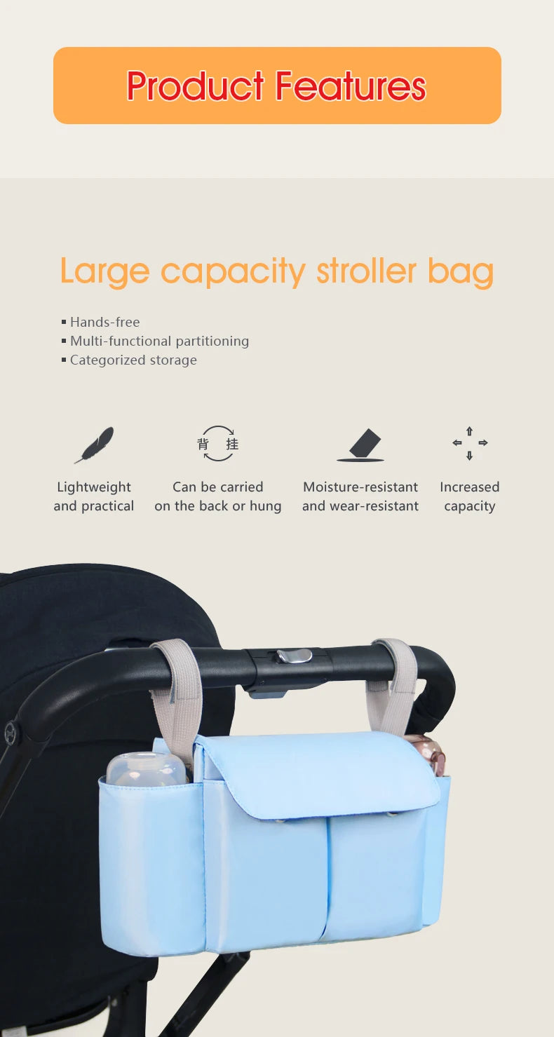 Large Capacity Travel Hanging Bag- Bottle Holder - Diaper Bag