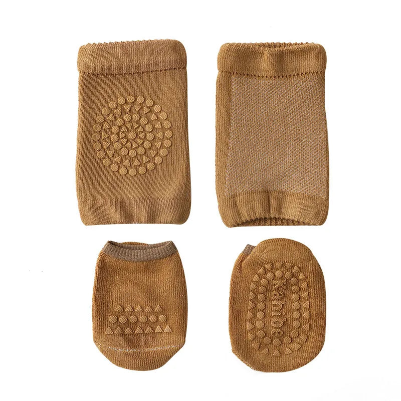 Baby Knee Pads Socks Set- Anti Slip Socks Kneecap Kid Crawling
