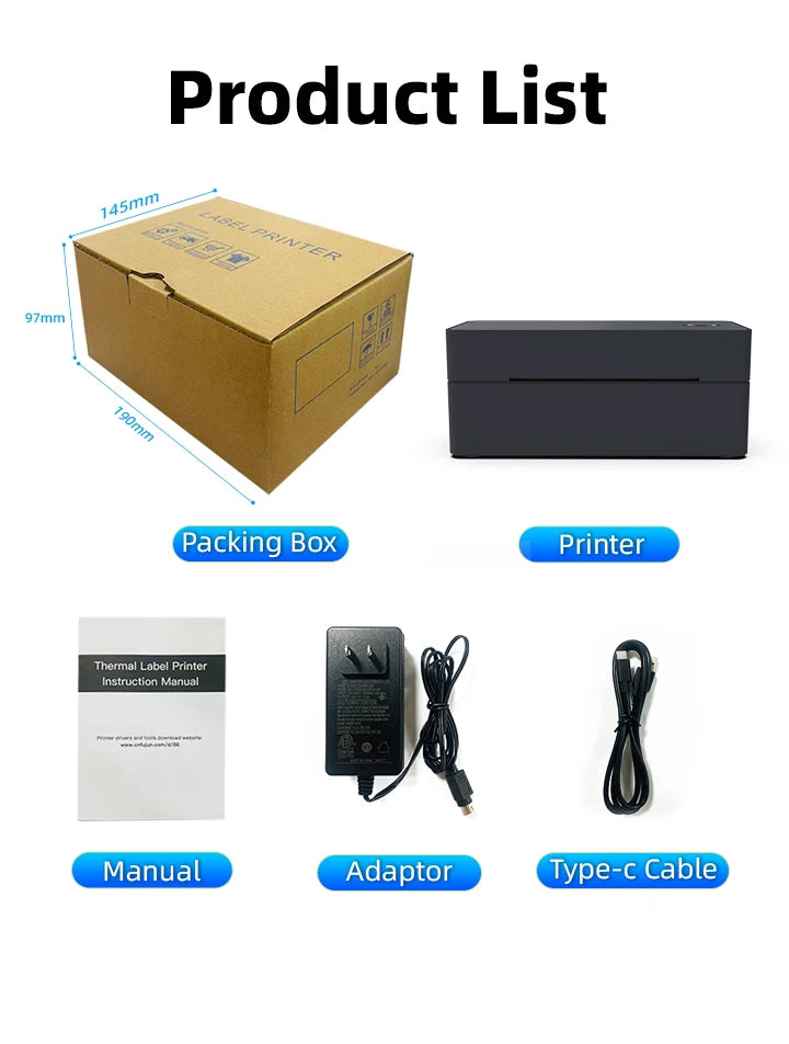 4 inch Bluetooth thermal printer for 30mm-110mm Paper label printer