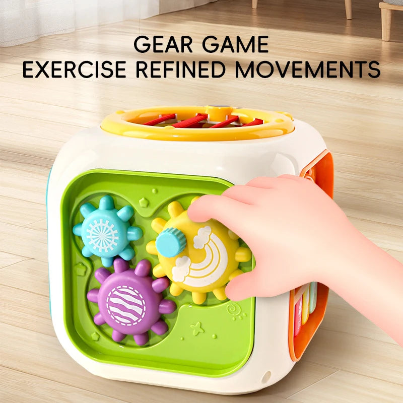 6 In 1 Activity Cube For Babies And Toddlers With Music And Light - Montessori Shape Sorter Learning Toy 1-3