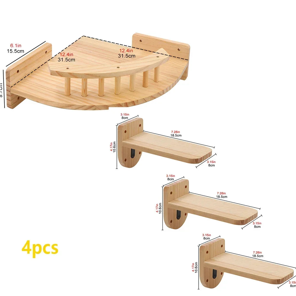 Wall Mounted Cat Climbing Shelves Cat House Cat Bridge Cat Hammock