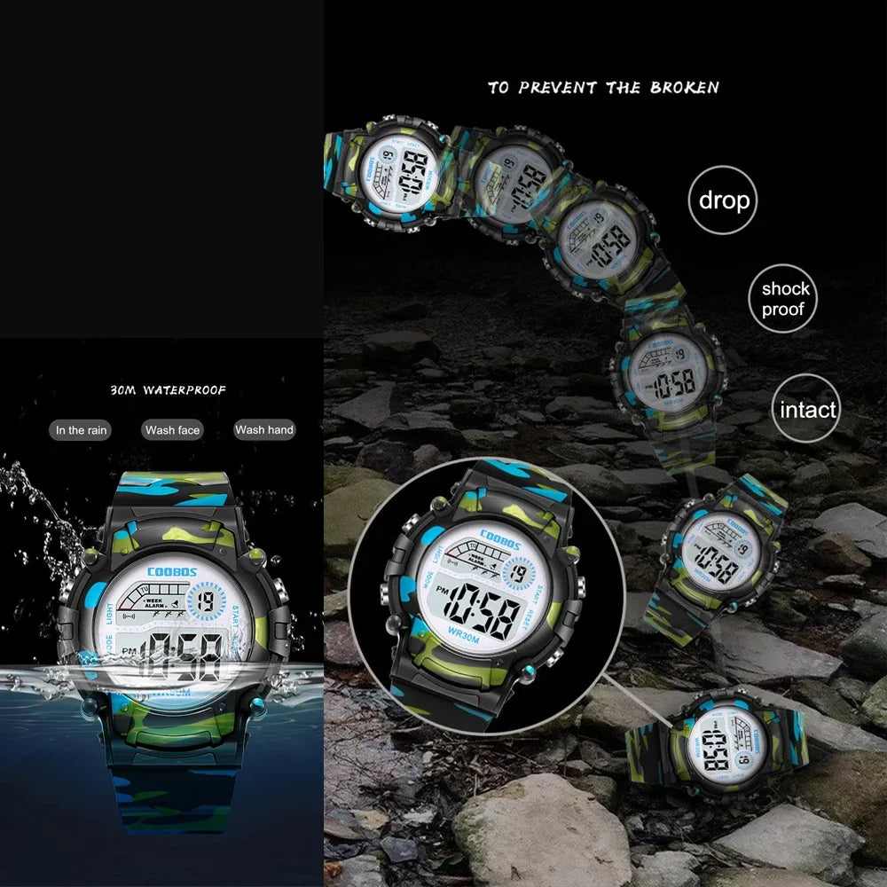 Digital LED Luminous Waterproof Watch for Kids Multi-function