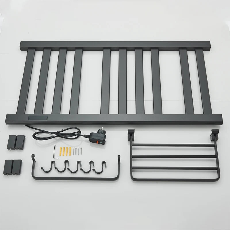 Electric Towel Dryer Black/White Bathroom Electric Rack Digital Display Temperature Time Control Towel Warmer Rail