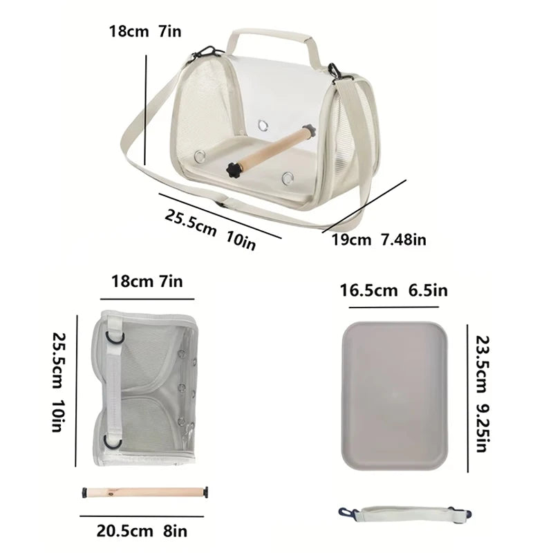 Portable Breathable Bird, Hamster, parrot Travel Bag With Stand & Removable straps  design
