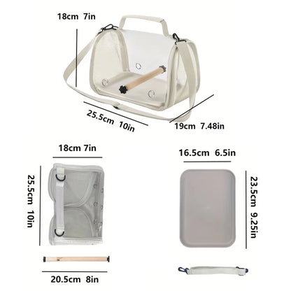 Portable Breathable Bird, Hamster, parrot Travel Bag With Stand & Removable straps  design