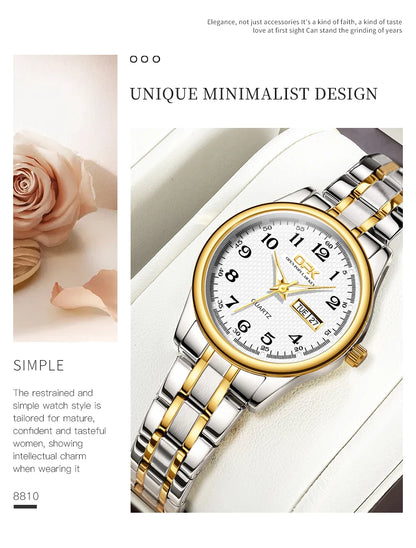 Watch For Women Quartz Watch Waterproof Classic Luxury Brand Stainless Steel Strap
