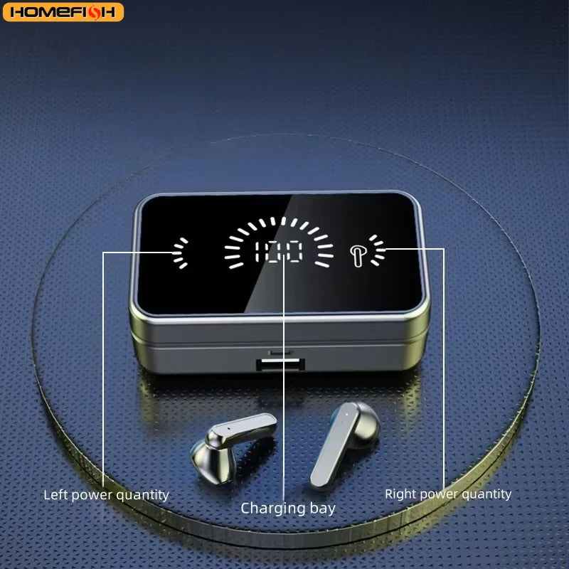 S20 Bluetooth Earphone  Mirror case with Digital Display Touch Control  Earbuds