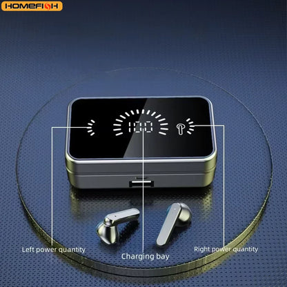 S20 Bluetooth Earphone  Mirror case with Digital Display Touch Control  Earbuds
