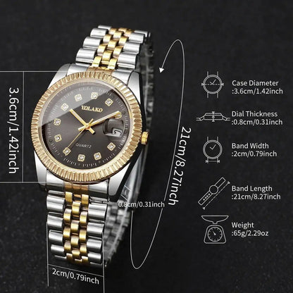 Luxury Men Business Watches Gold & Silver Fashion Women Quartz Watch
