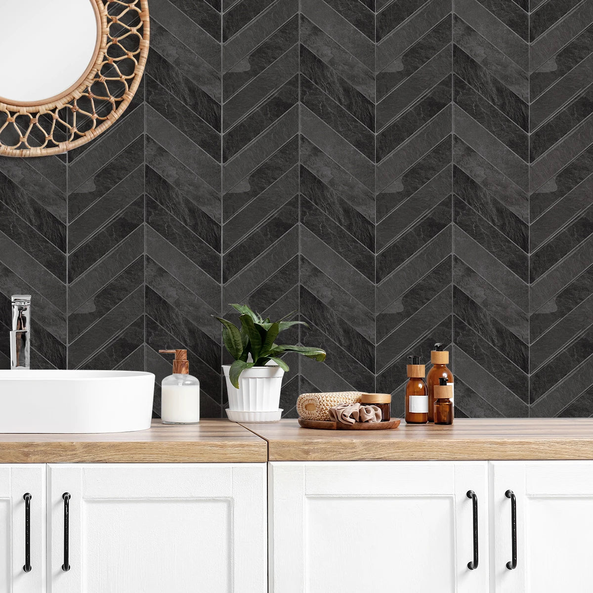3D self-adhesive wall stickers, waterproof and easy to clean, suitable for kitchen, bathroom, living room, dining room, etc.
