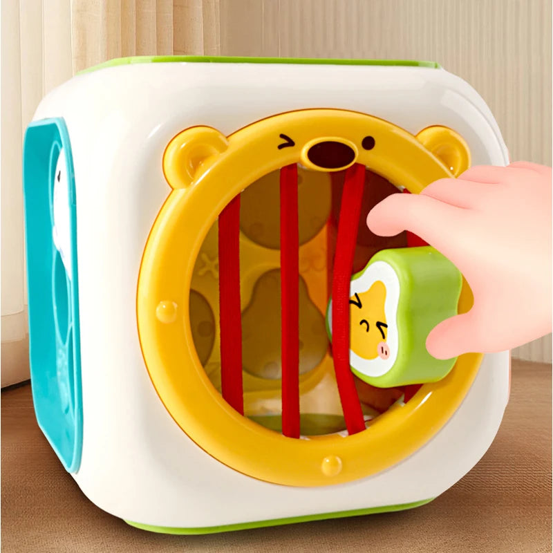 6 In 1 Activity Cube For Babies And Toddlers With Music And Light - Montessori Shape Sorter Learning Toy 1-3