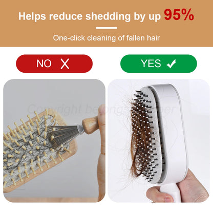 Upgraded Press-Type Self Cleaning Hair Brush Air Cushion Comb Ladies LongHair 3D Central Airbag Massage Comb Household Hairbrush