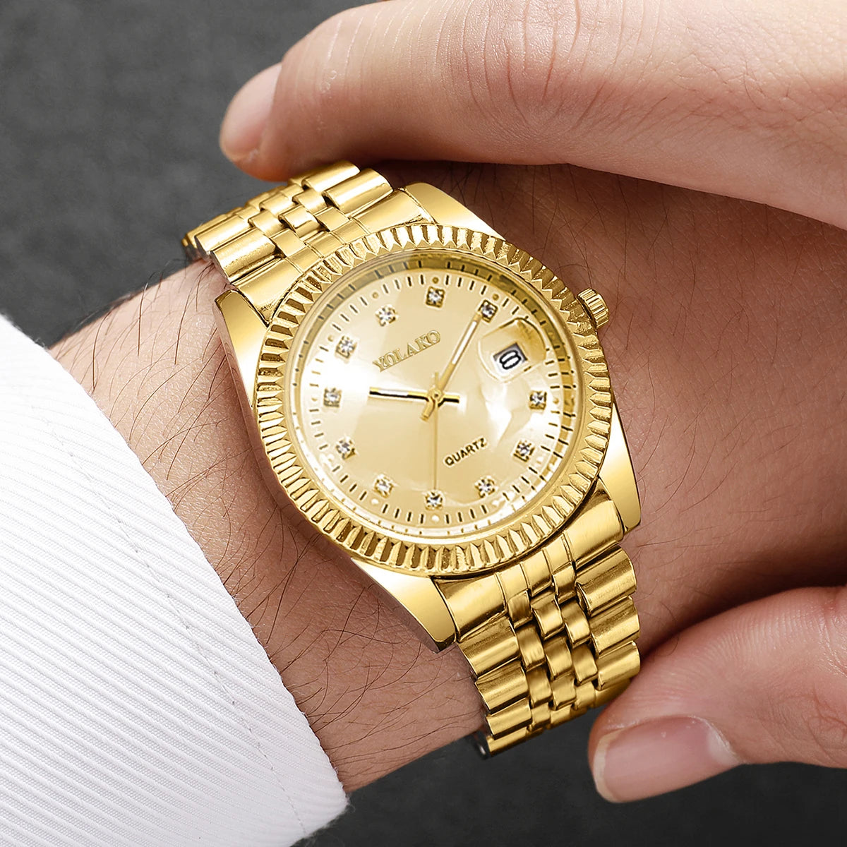 Luxury Men Business Watches Gold & Silver Fashion Women Quartz Watch