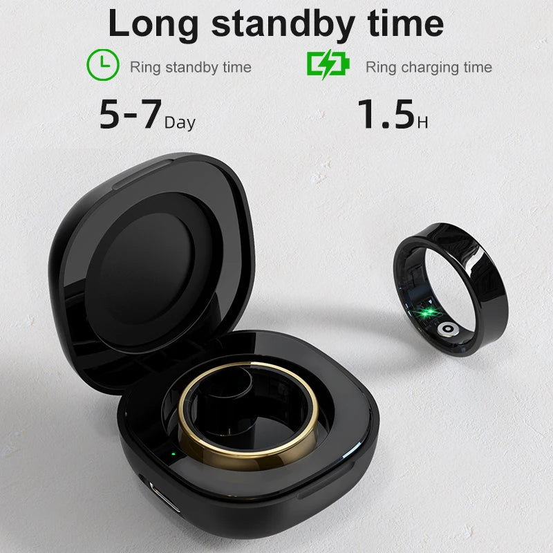 Smart Ring Men Women with Charging Case ,Heart Rate Blood Oxygen,Skin Temperature Monitor