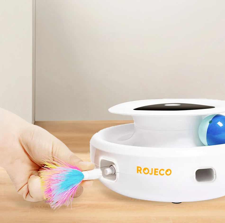 Automatic 5 Modes Feather Fun Ball for Pets Electronic Interactive Toy