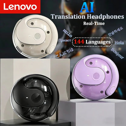 Lenovo AI Earphones Wireless Bluetooth Real-time Language Translation 144 Languages Headphone Translator