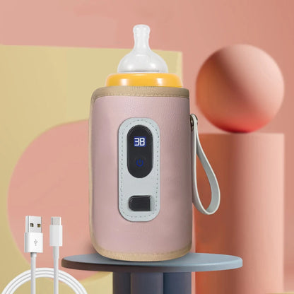 Portable Baby Bottle Insulation Sleeve, Baby Milk Insulation Device with LCD Screen, USB connection & 5  temperature mode